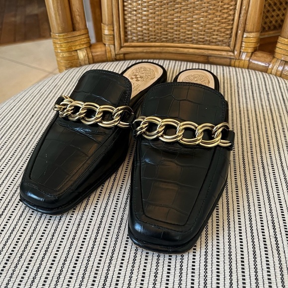 Vince Camuto Black & Gold Mules - Picture 9 of 9